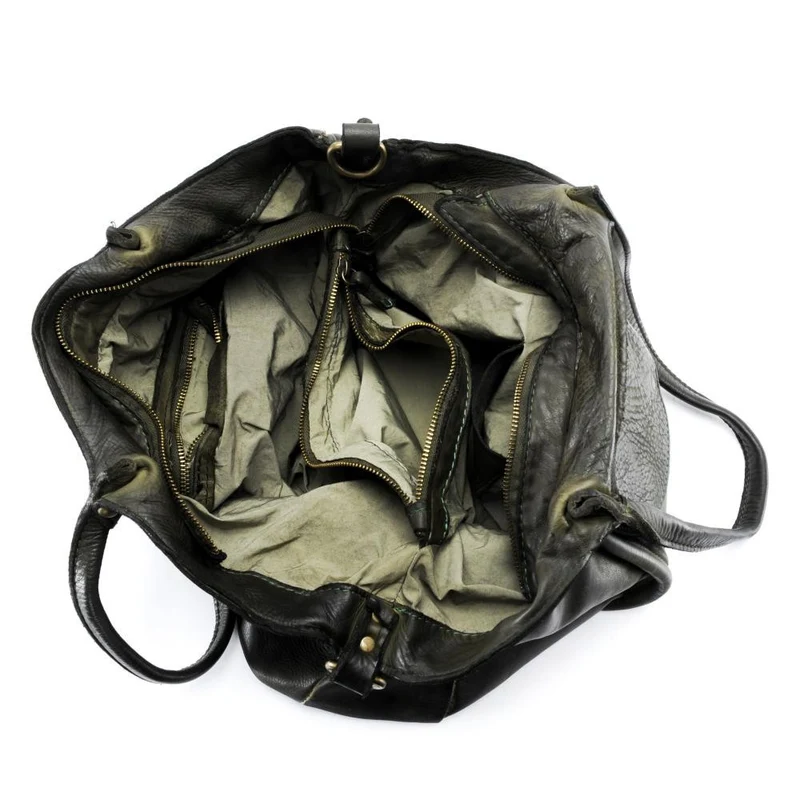 Sac cabas en cuir vintage MISS OH Noir