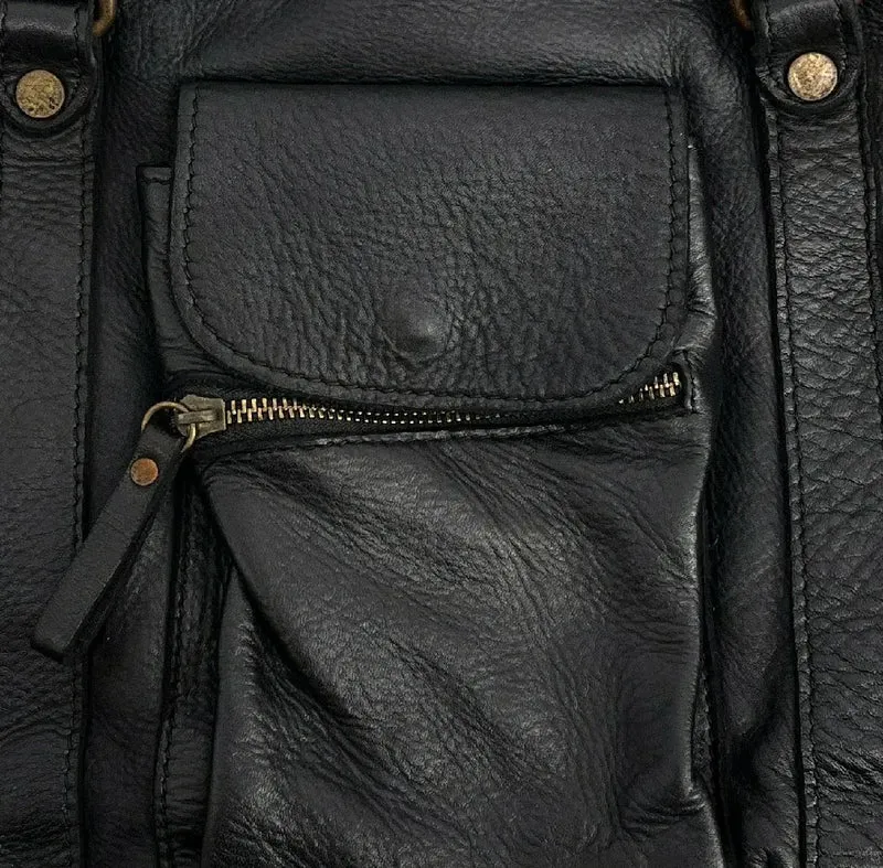 Sac porté épaule en cuir vintage MISS MY Noir