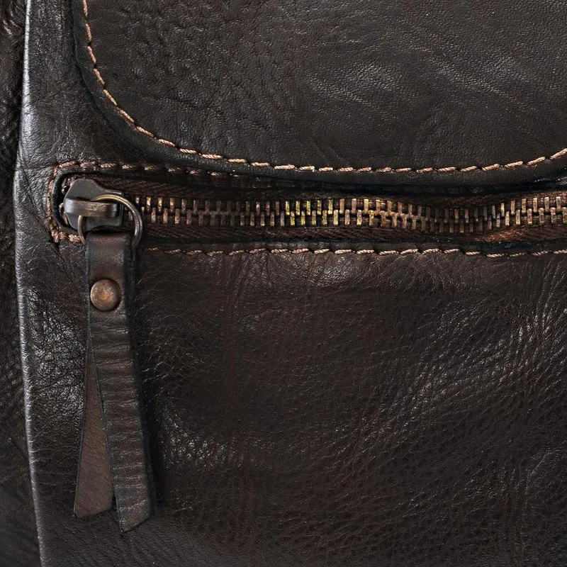 Sac porté épaule en cuir vintage MISS MY Chocolat