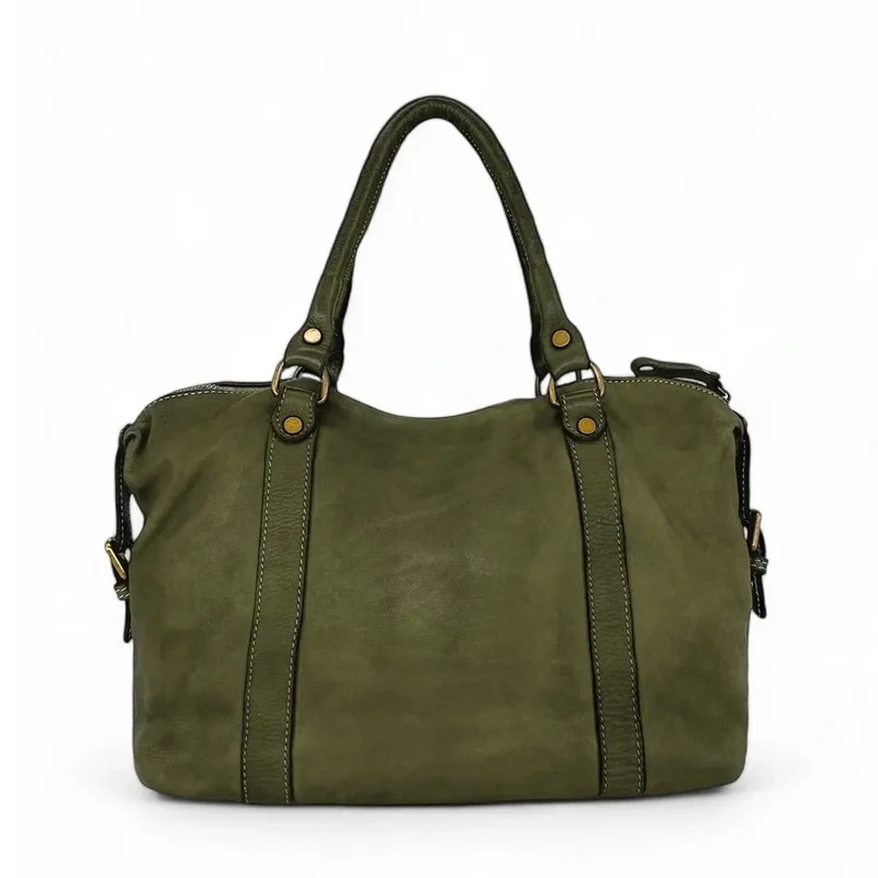 Sac porté épaule en cuir vintage MISS MY Kaki