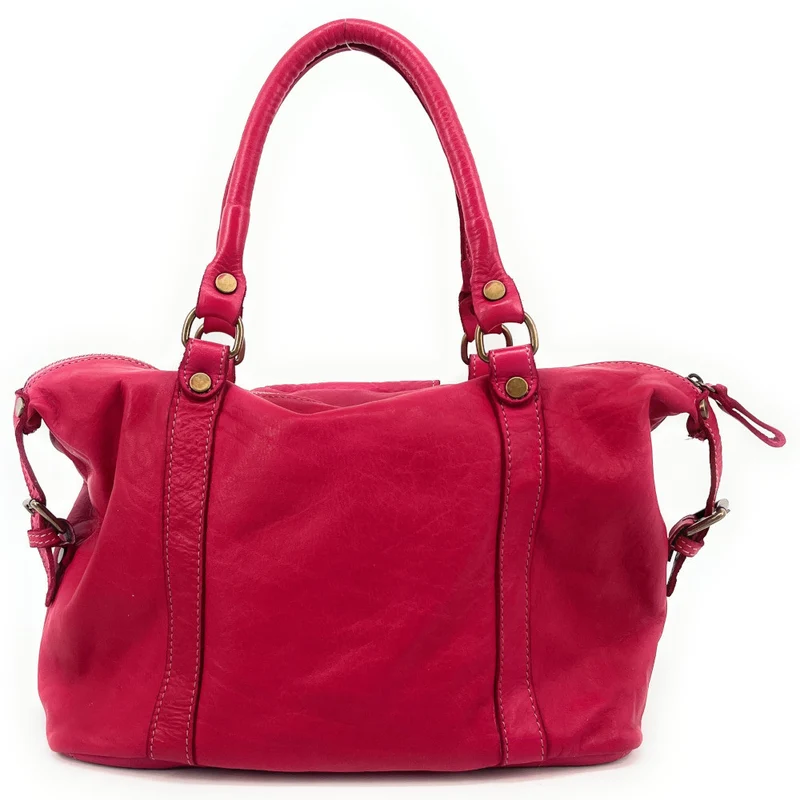 Sac porté épaule en cuir vintage MISS MY Rose fuchsia