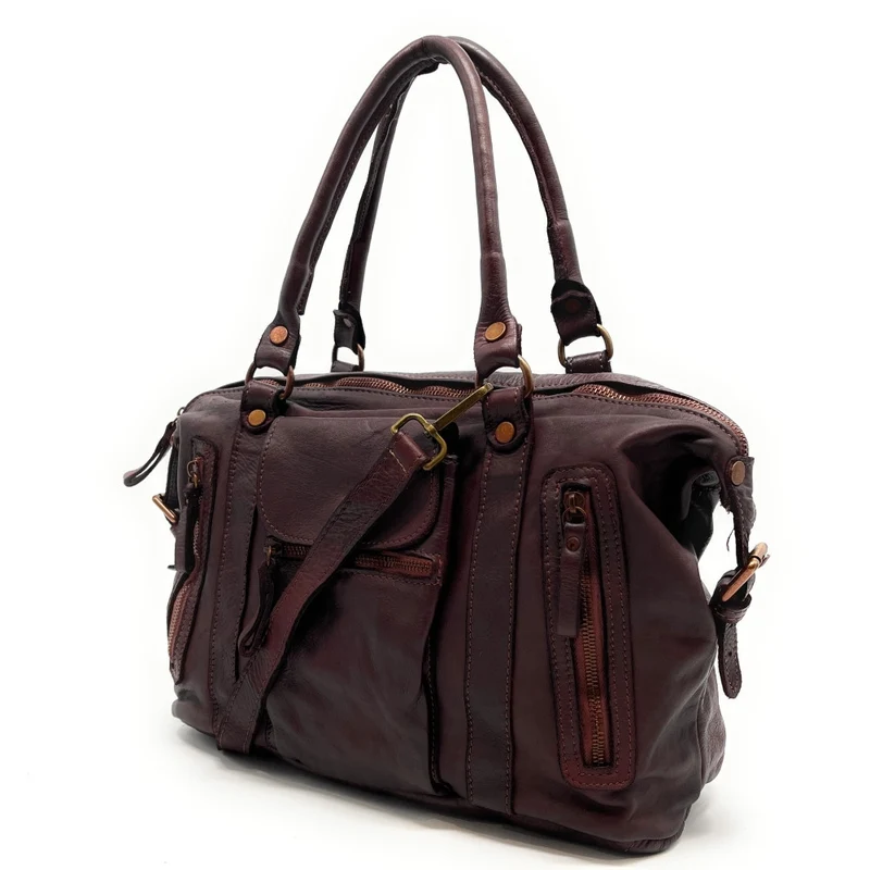 Sac porté épaule en cuir vintage MISS MY Bordeaux