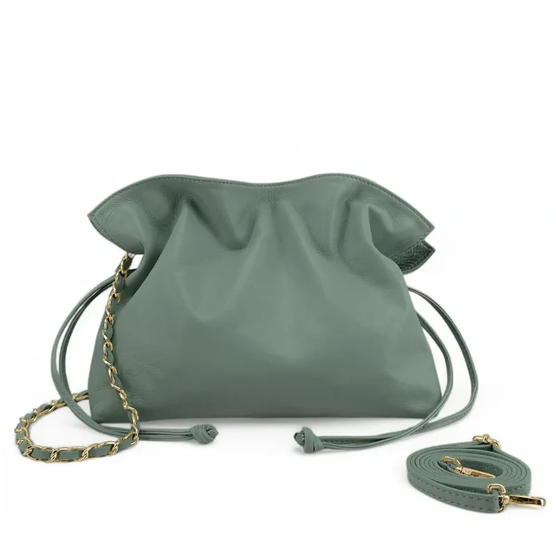 Sac bourse en cuir box calf SISSI Vert pastel