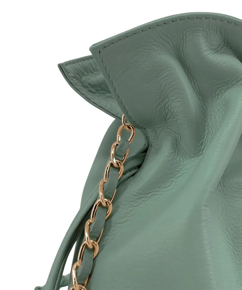 Sac bourse en cuir box calf SISSI Vert pastel
