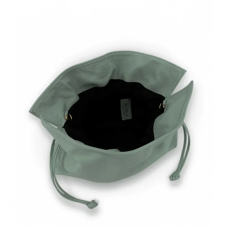 Sac bourse en cuir box calf SISSI Vert pastel