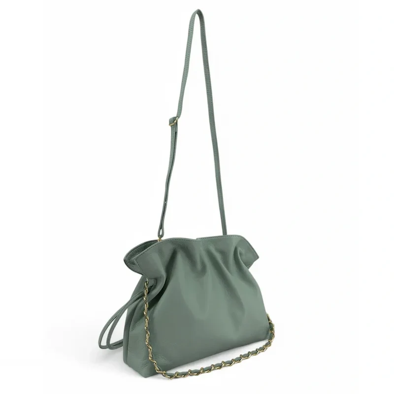 Sac bourse en cuir box calf SISSI Vert pastel