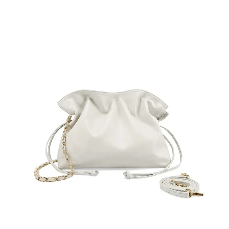Sac bourse en cuir box calf SISSI Blanc