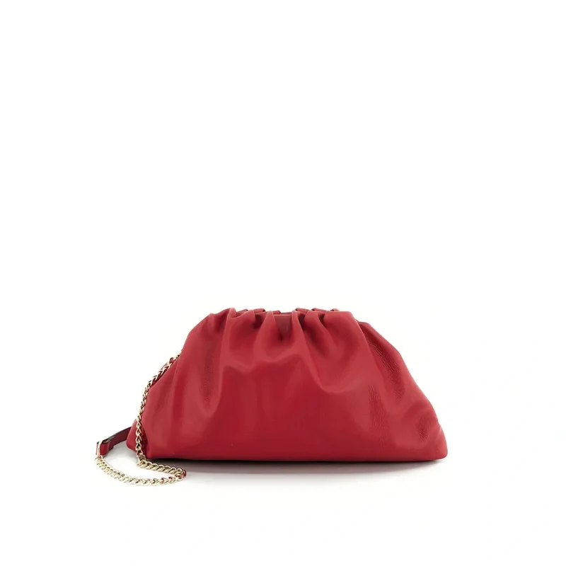 Sac pouch en cuir box-calf ATHALIE Rouge cerise