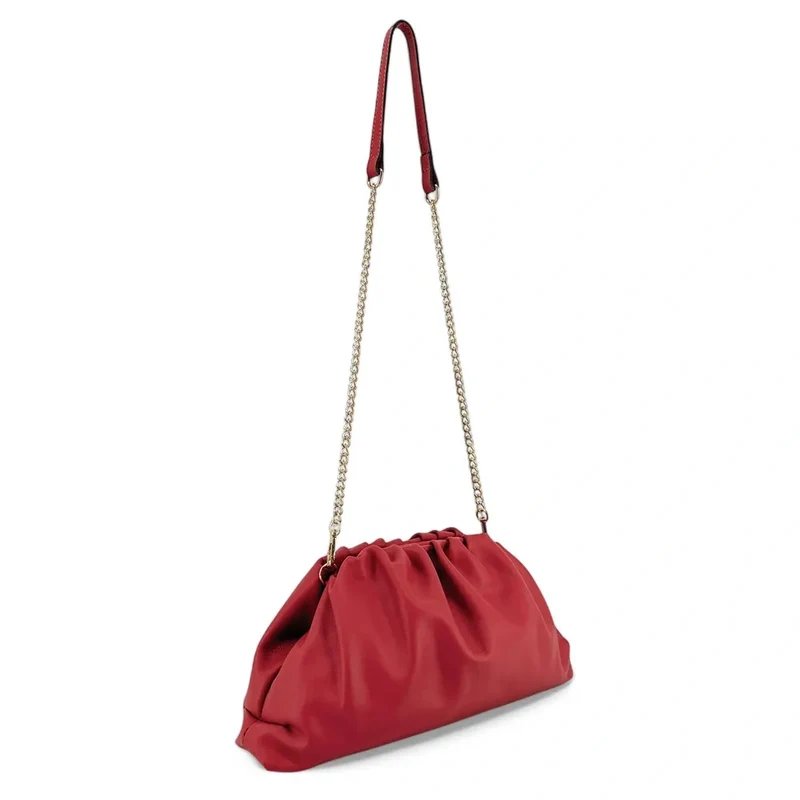 Sac pouch en cuir box-calf ATHALIE Rouge cerise