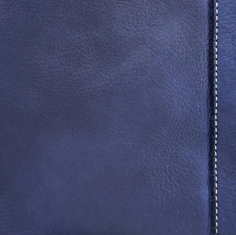 Grand sac porté épaule en cuir souple tannage végétal STORM XL HURRICAN Bleu profond