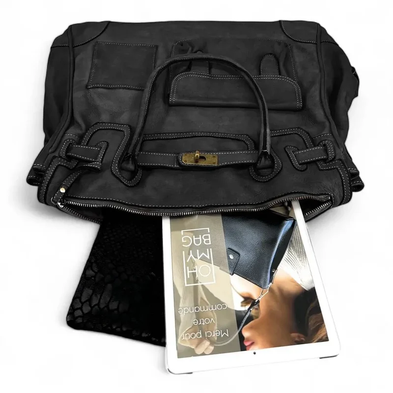 Sac cabas en cuir vintage MISS ELOISE Noir