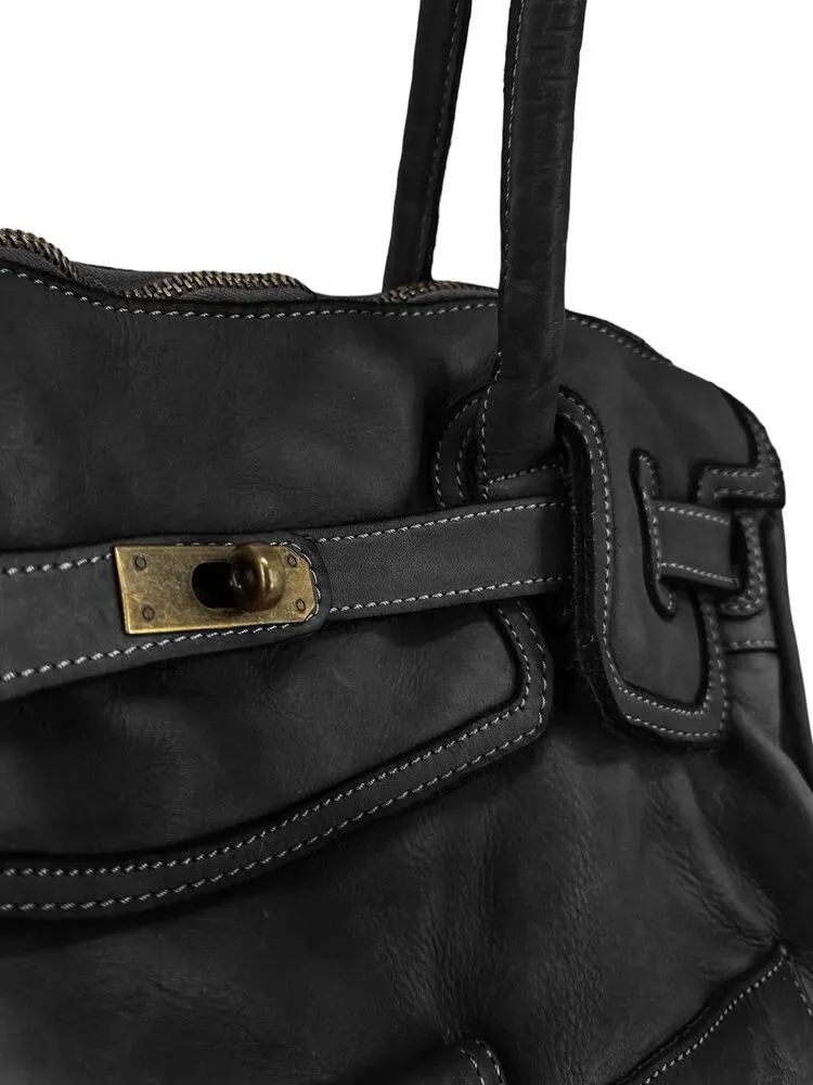 Sac cabas en cuir vintage MISS ELOISE Noir