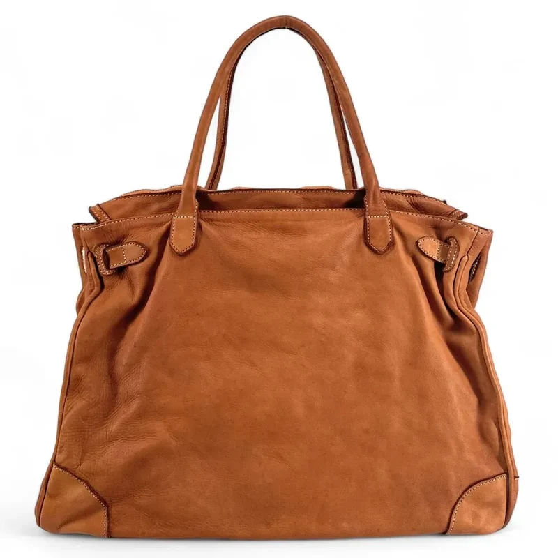 Sac cabas en cuir vintage MISS ELOISE Camel