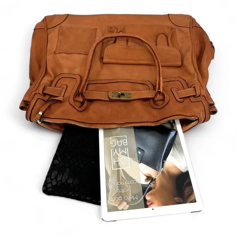 Sac cabas en cuir vintage MISS ELOISE Camel