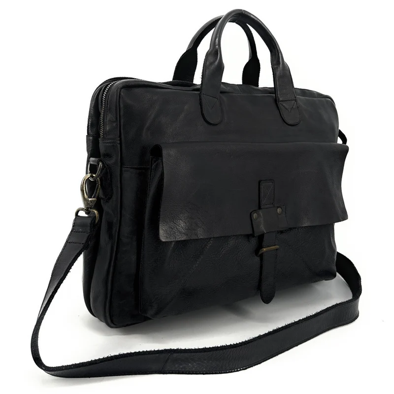 Sacoche en cuir vintage SOLO Noir