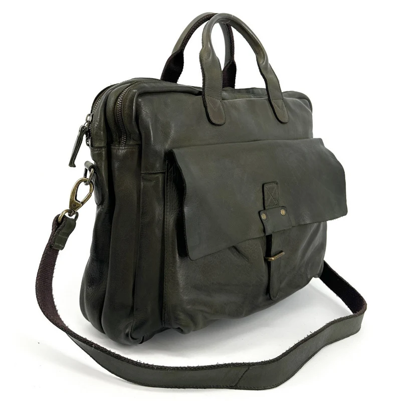 Sacoche en cuir vintage SOLO Kaki
