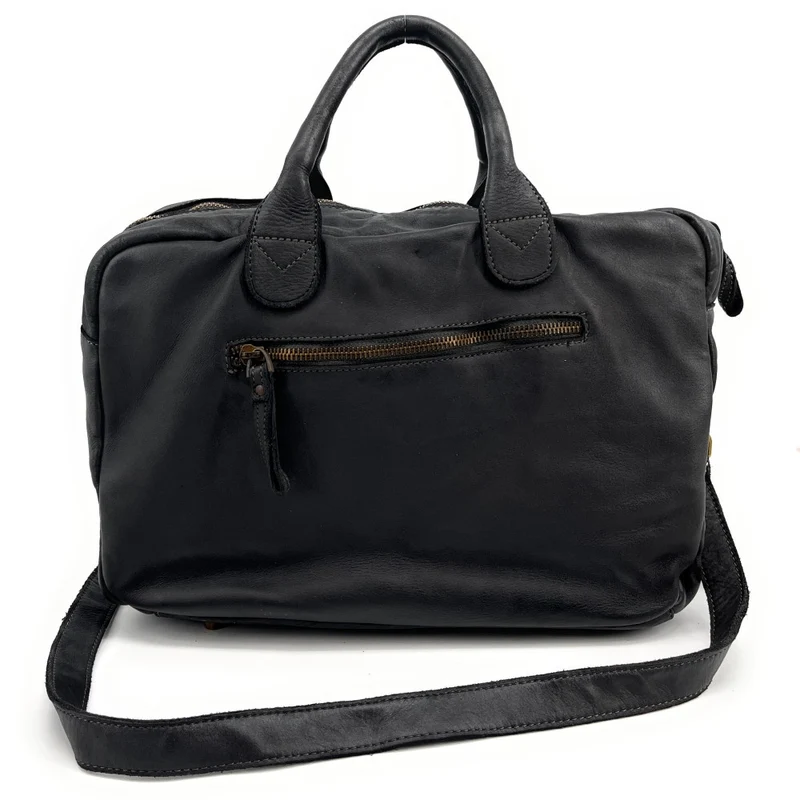 Sac à main en cuir vintage COLUMBIA Noir