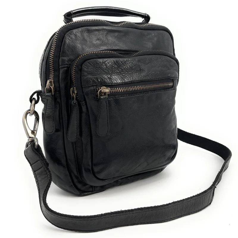 Sacoche en cuir vintage MISTER FRED Noir