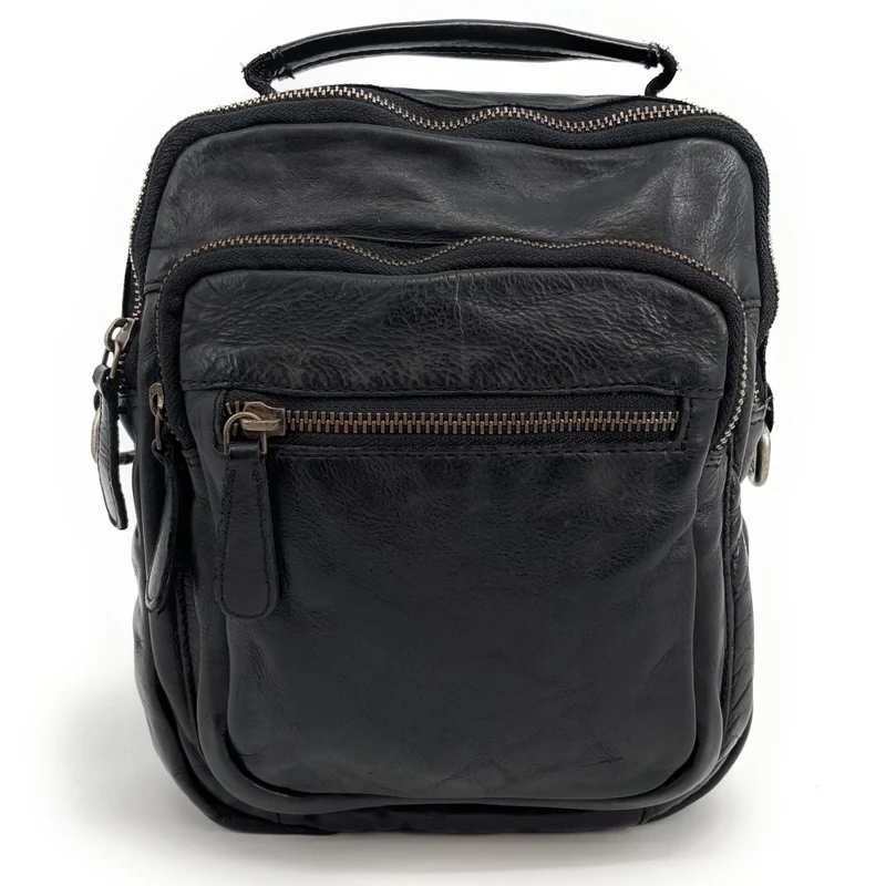 Sacoche en cuir vintage MISTER FRED Noir
