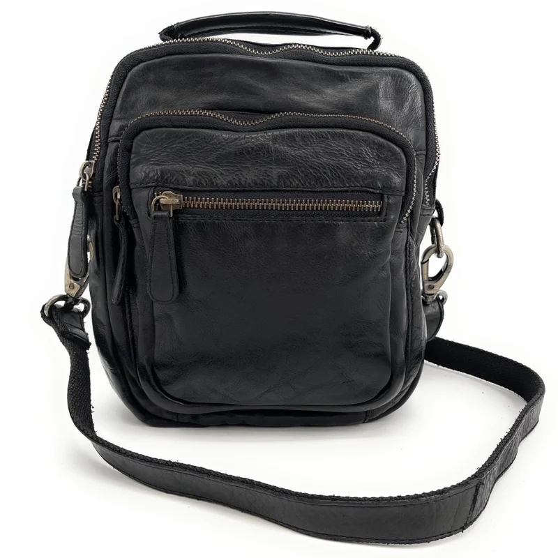 Sacoche en cuir vintage MISTER FRED Noir