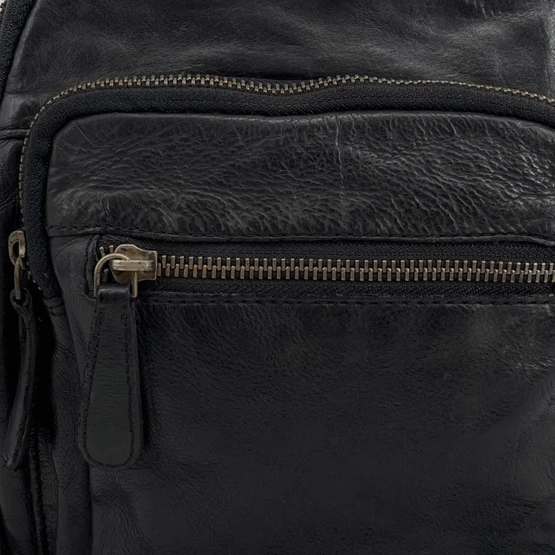 Sacoche en cuir vintage MISTER FRED Noir