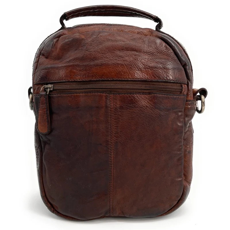 Sacoche en cuir vintage MISTER FRED Châtaigne