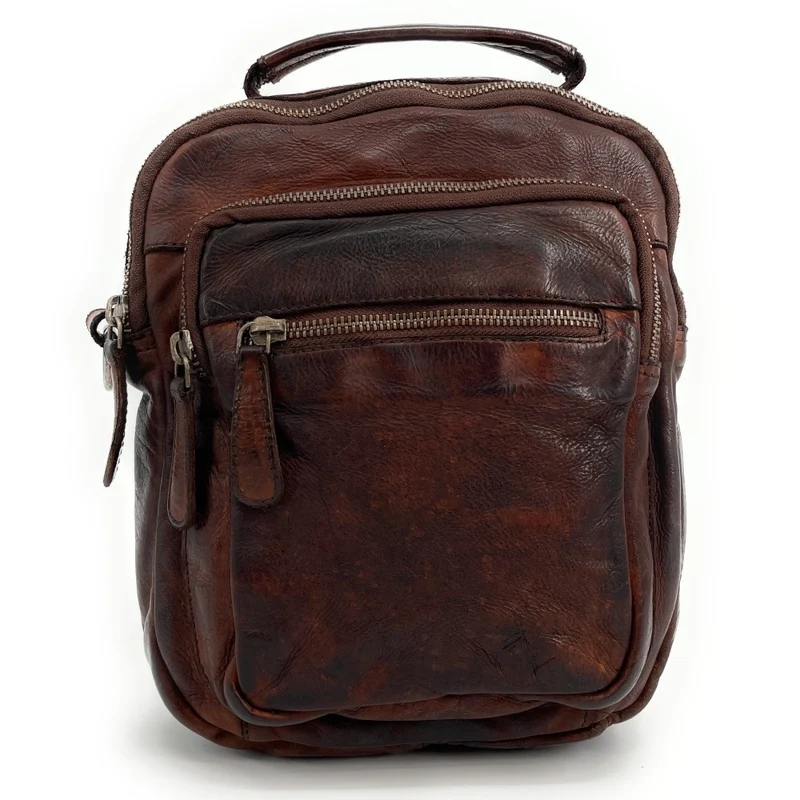 Sacoche en cuir vintage MISTER FRED Châtaigne