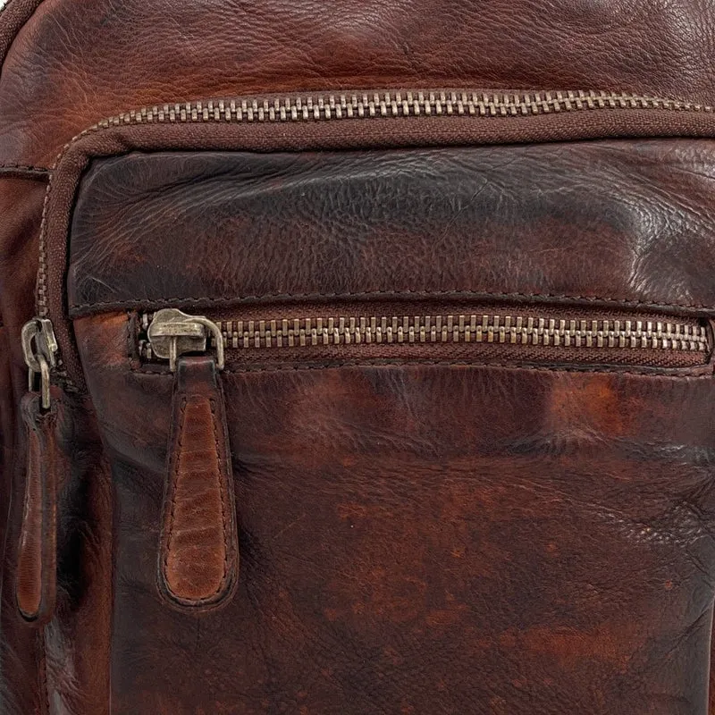 Sacoche en cuir vintage MISTER FRED Châtaigne