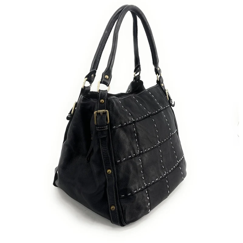 Sac à main en cuir vintage SHELLEY Noir
