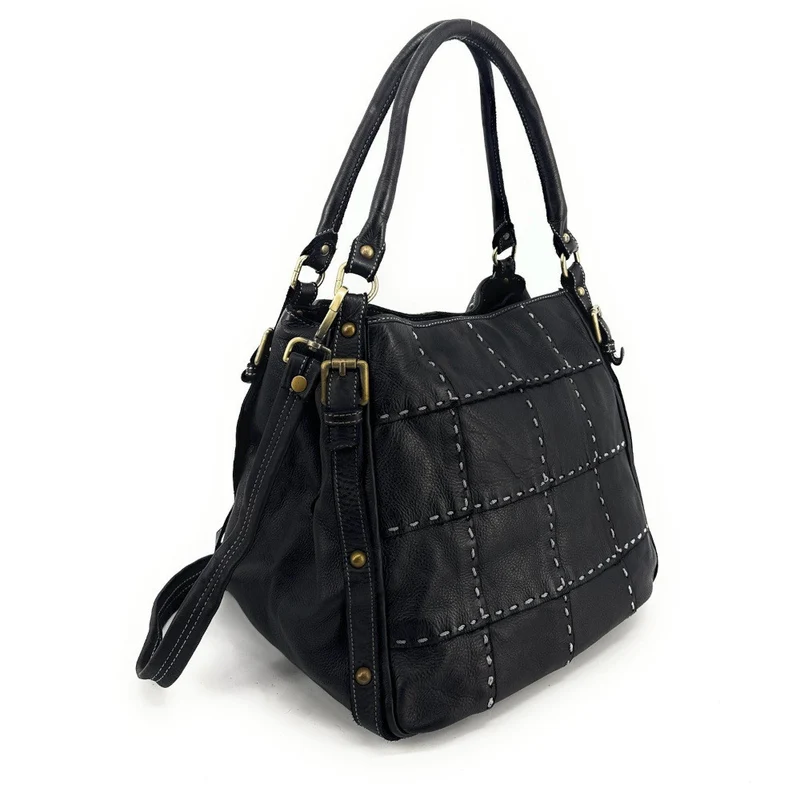 Sac à main en cuir vintage SHELLEY Noir