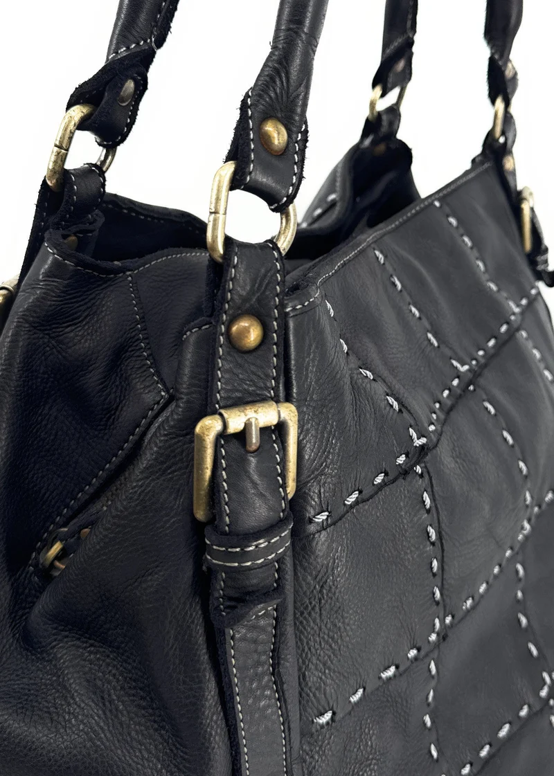 Sac à main en cuir vintage SHELLEY Noir