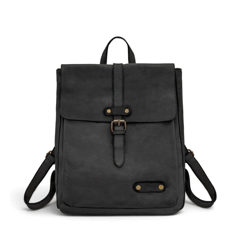 Grand sac à dos en cuir vintage SMITH (mr. & mrs.) Noir