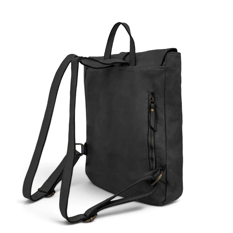 Grand sac à dos en cuir vintage SMITH (mr. & mrs.) Noir