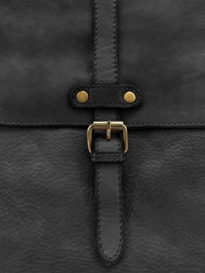 Grand sac à dos en cuir vintage SMITH (mr. & mrs.) Noir