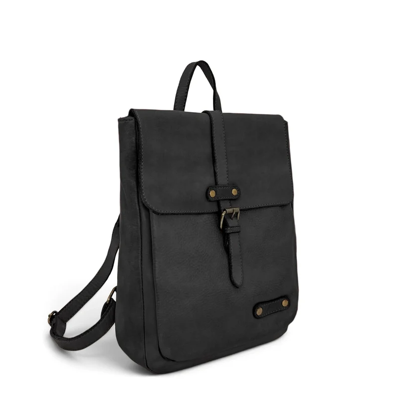 Grand sac à dos en cuir vintage SMITH (mr. & mrs.) Noir