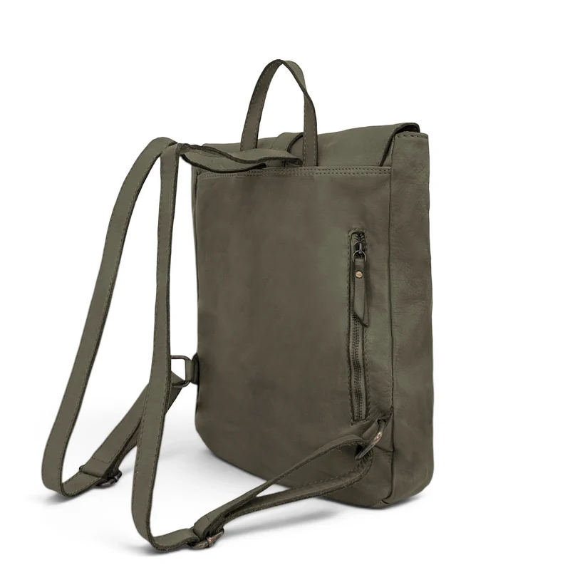 Grand sac à dos en cuir vintage SMITH (mr. & mrs.) Kaki