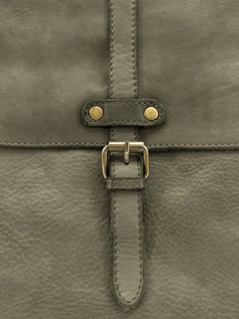 Grand sac à dos en cuir vintage SMITH (mr. & mrs.) Kaki