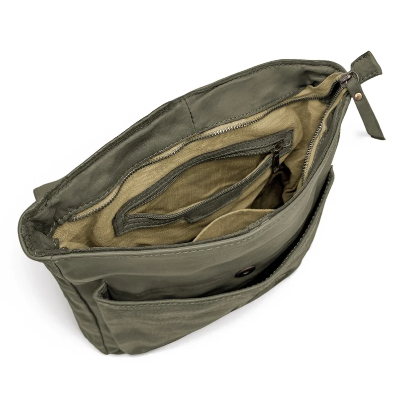 Grand sac à dos en cuir vintage SMITH (mr. & mrs.) Kaki
