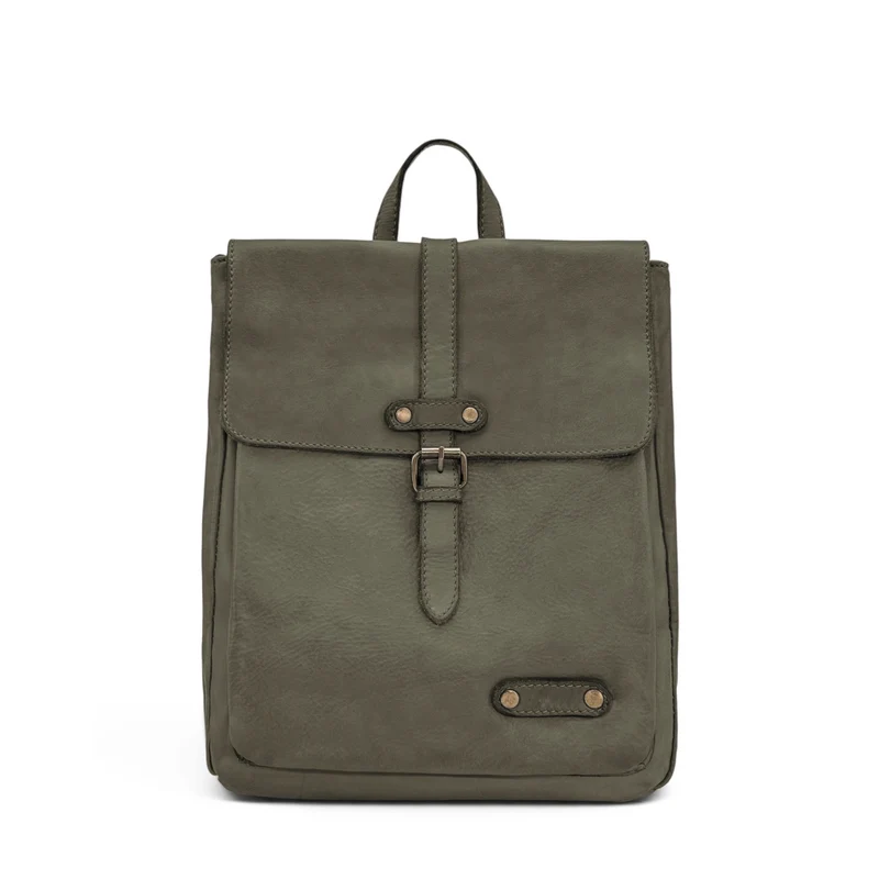 Grand sac à dos en cuir vintage SMITH (mr. & mrs.) Kaki