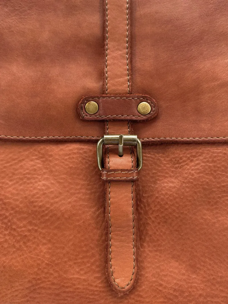 Grand sac à dos en cuir vintage SMITH (mr. & mrs.) Marron camel