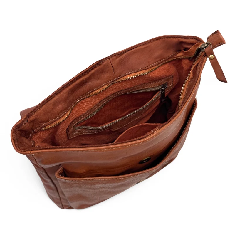 Grand sac à dos en cuir vintage SMITH (mr. & mrs.) Marron camel