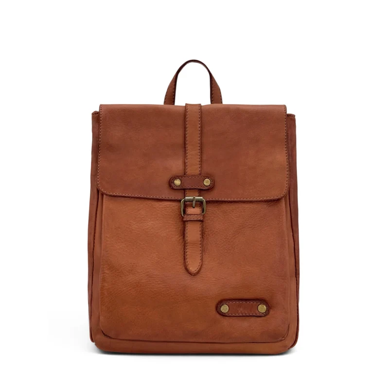 Grand sac à dos en cuir vintage SMITH (mr. & mrs.) Marron camel