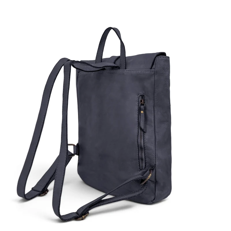 Grand sac à dos en cuir vintage SMITH (mr. & mrs.) Bleu marine