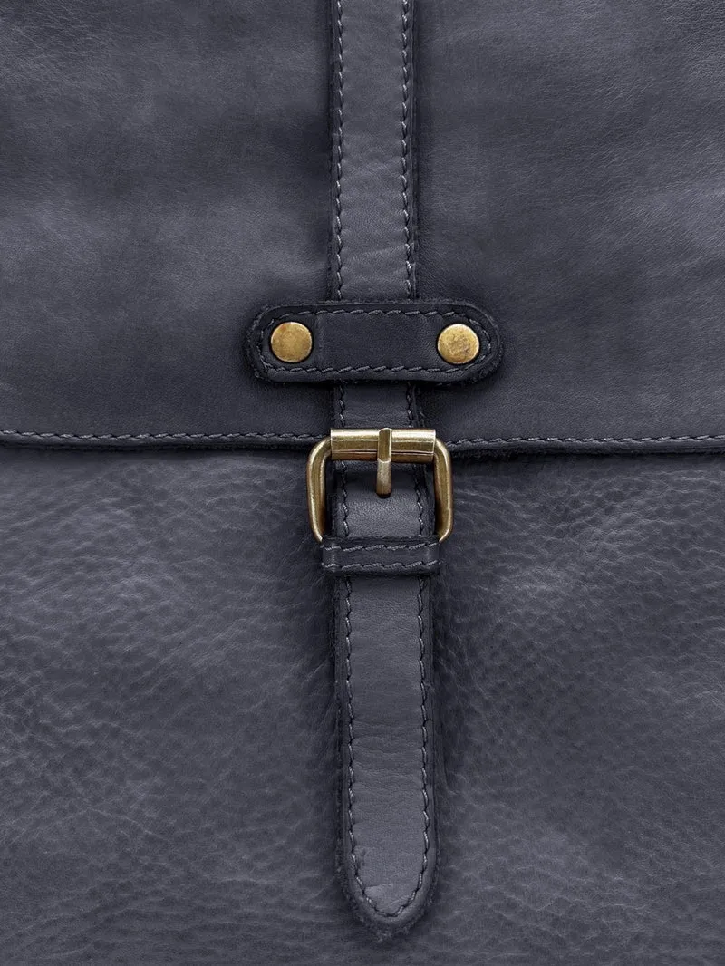 Grand sac à dos en cuir vintage SMITH (mr. & mrs.) Bleu marine