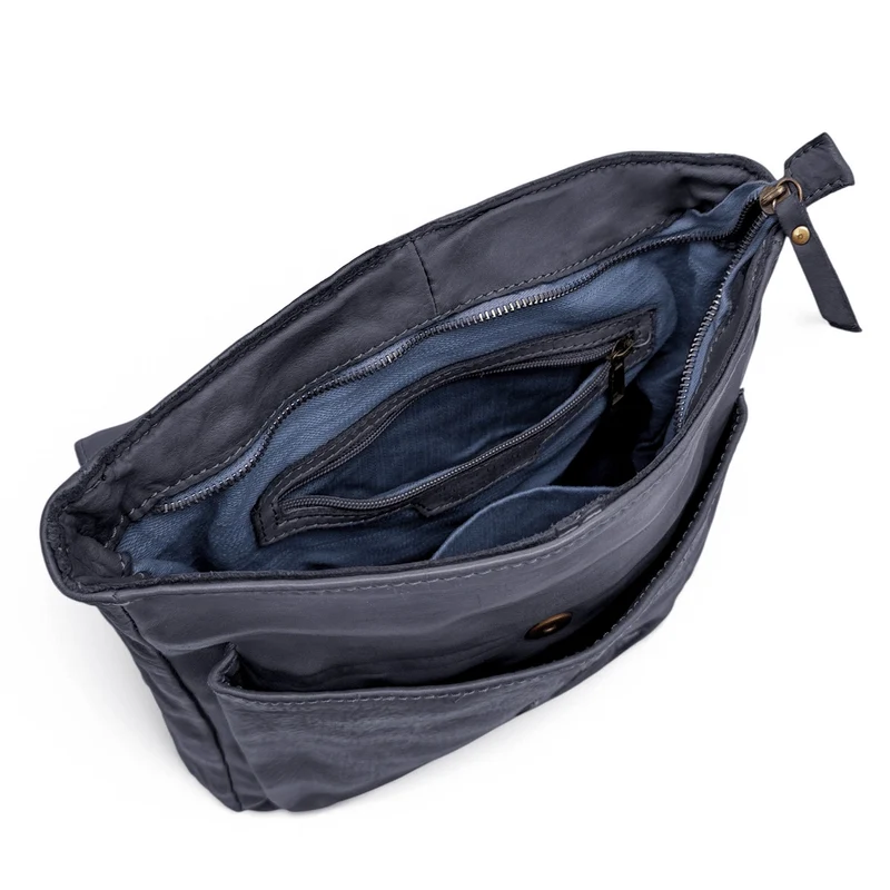 Grand sac à dos en cuir vintage SMITH (mr. & mrs.) Bleu marine