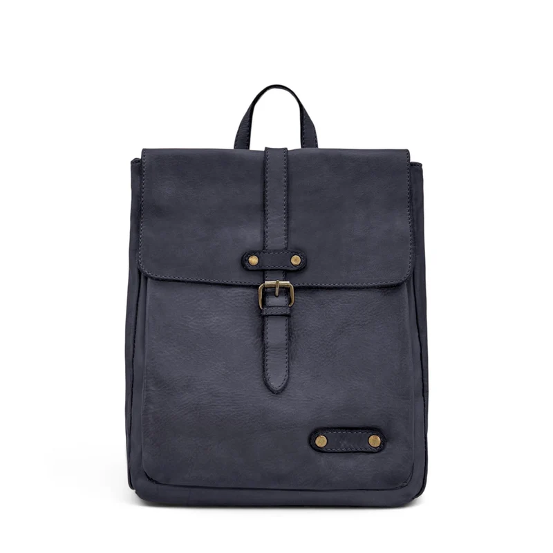 Grand sac à dos en cuir vintage SMITH (mr. & mrs.) Bleu marine