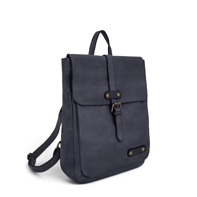 Grand sac à dos en cuir vintage SMITH (mr. & mrs.) Bleu marine