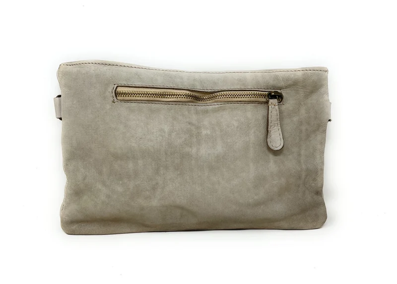 Sac pochette en cuir vintage MISS CIRCÉ Taupe