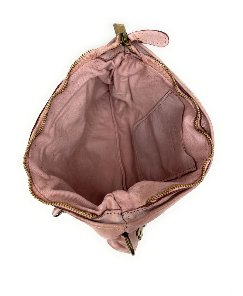 Sac pochette en cuir vintage MISS CIRCÉ Rose nude