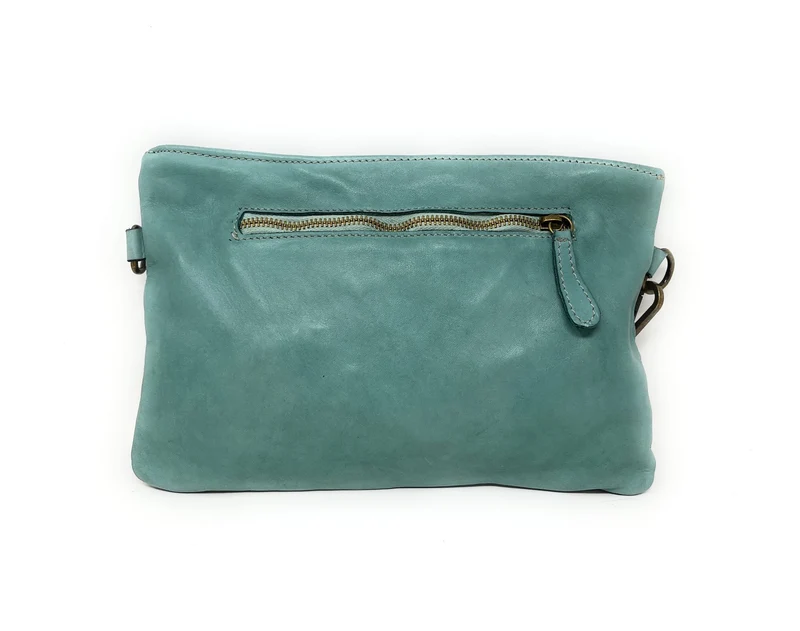 Sac pochette en cuir vintage MISS CIRCÉ Céladon